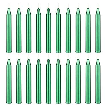 Imagem de MEGA CANDLES 20 Peças de Velas Cônicas Requintadas Verdes Metálicas Sem Perfume, 4" de Altura X 1/2" de Diâmetro, Sinos Mágicos, Encantamento, Rituais, Feitiços, Bruxaria, Wicca, Altar, Metafísico