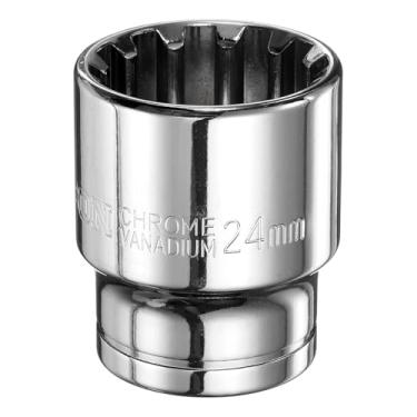 Imagem de HARFINGTON Soquete de 12 pontos 1/5.1 cm por soquete métrico raso de 24 mm, aço cromo vanádio, soquetes padrão de 12 pontos, ferramenta manual mecânica para reparo de carro, manutenção mecânica, uso