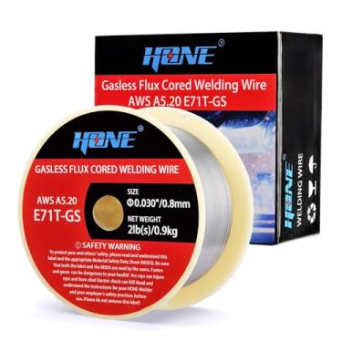 Imagem de HONE Flux Core Wire .030, 0.9 kg AWS E71T-GS .030 Diâmetro Baixo Splatter Fio de solda de núcleo de fluxo sem gás .030 com carretel de plástico ABS forte, 030 Flux Core Welding Wire Match MIG Welding