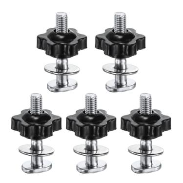 Imagem de HARFINGTON Kit de 5 conjuntos de parafusos de trilho em T M6 x parafusos roscados de 40 mm M6 x 25 mm de aperto de porca manual sextavada com arruela para gabaritos e luminárias de marcenaria, preto