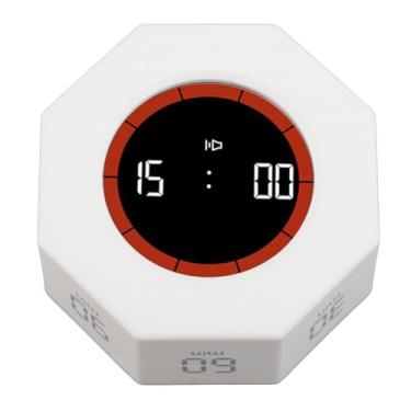 Imagem de Temporizador Octógono, Cubo Temporizador de Produtividade de Mesa Com Predefinições Ajustáveis, Fácil de Usar, Com Sensor G para Tarefas, Trabalho, Estudo, Cozinha (WHITE)
