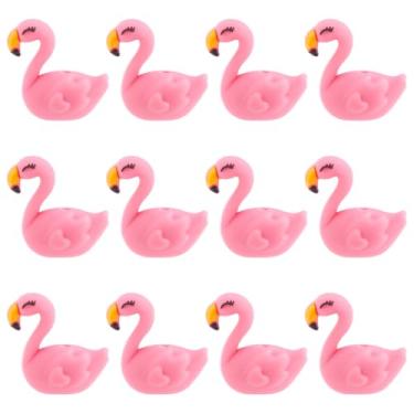 Imagem de WEBEEDY 12 peças de contas focais de silicone flamingo, contas focais de animais para canetas, chaveiro, flamingo criativo, contas soltas para adultos, pulseira para fazer joias, acessórios de