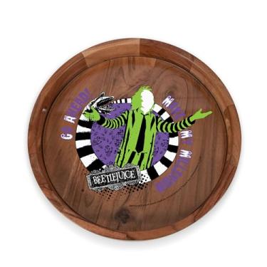 Imagem de Toscana Bandeja de barista com inserção de vidro, tábua de queijo, travessa de servir com alças, 33,4 x 33,4 x 2, Warner Bros Beetlejuice - Make my Millenium - Madeira de acácia