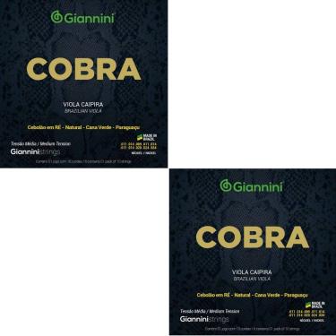 Imagem de Kit 2 Encordoamento Viola Caipira Giannini Cobra GESVNM Aço Níckel Médio