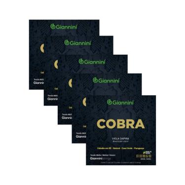 Imagem de Kit 5 Encordoamento Viola Caipira Giannini Cobra GESVNM Aço Nickel Médio
