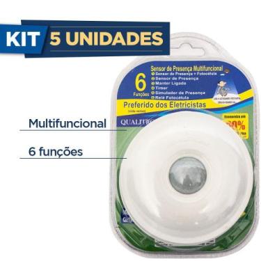Imagem de Kit Com 5 Sensor de Presença Sobrepor/embutir Teto 360g Qa19m  Qualitr