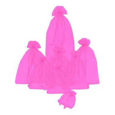 Imagem de Kit Com 50 Saquinhos De Organza 15x25cm - Fitas e Festas, Rosa Pink