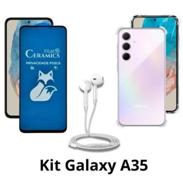 Imagem de Capa + Película Fosca Privacidade + Fone de Ouvido para Samsung Galaxy