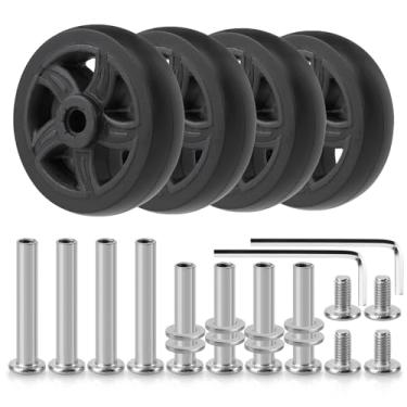 Imagem de Domiella 4 peças de rodas de substituição de bagagem, OD 50 mm 360 rodízios giratórios, kit de reparo de rodas de carrinho de viagem de borracha resistente ao desgaste, PF25