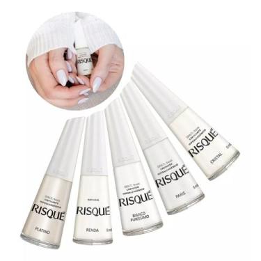 Imagem de Kit 5 Esmaltes Tons De Branco Francesinha Risque