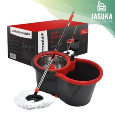 Imagem de Mop Balde Esfregão Giratório Pró 1 Refil Com Roda E Alça - POWER MAID,