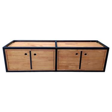 Imagem de Nicho para Parede com Portas de Madeira e Ferro Decoração Industrial C