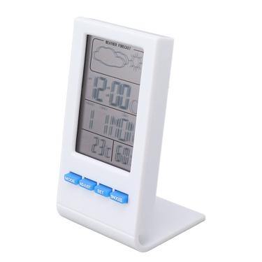 Imagem de Higrômetro Digital, Termômetro de Sala, Monitor de Umidade Interna Com Calendário, Fase da Lua e Display Retroiluminado para Escritório Doméstico (WHITE)