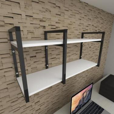 Imagem de Prateleira industrial para escritório aço cor preto prateleiras 30 cm 