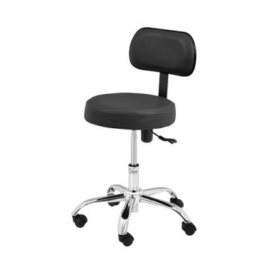 Imagem de Vivacomfort Banco de exame preto, cadeira de desenho ajustável, banco de salão com suporte para as costas, cadeira de sela