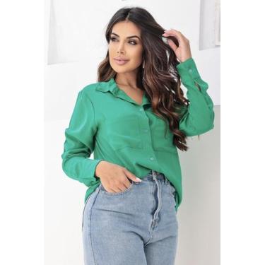 Imagem de Camisa Com Dois Bolsos e Gola Polo - Gisele Freitas, Verde, G