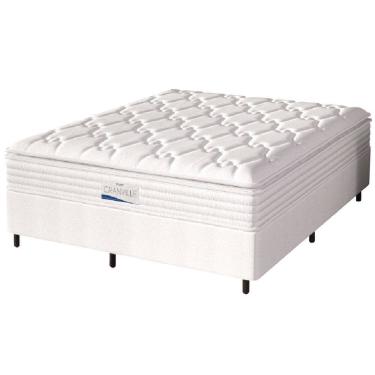 Imagem de Cama Box Casal King Colchão Molas Ensacadas Granville Com Pillow Probel 193x203x66cm Branco
