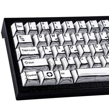 Imagem de Teclas Heykit PBT – Teclas com tema de mangá japonês para 60%, 65%, 75%, 100% teclado, 131 teclas Dye-Sub Custom Cherry Profile Keycap, teclas estilo minimalista para teclado mecânico Cherry MX,