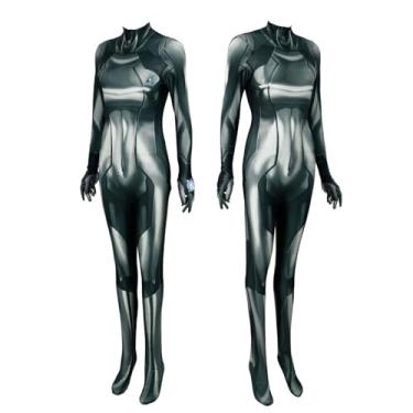 Imagem de Xyjrnjvh Fantasia feminina de super-herói, cosplay, macacão, body de elastano, fantasia de Halloween (pequeno, preto)