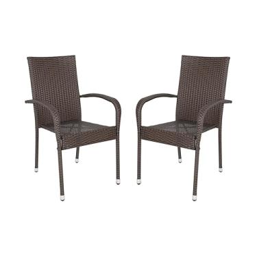 Imagem de BALKENE HOME 67979 Hialeah Conjunto de cadeiras de jantar de vime com 2 peças