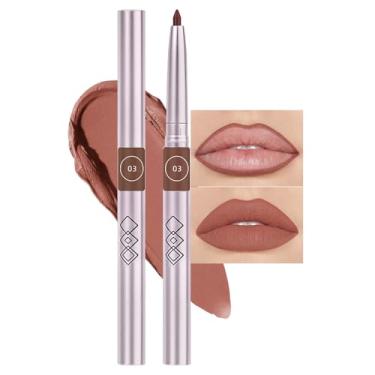 Imagem de FeiCuiYun Lápis Lipliner retrátil à prova d'água para delineador de lábios e delineador de olhos, suave e cremoso, acabamento fosco de longa duração, beleza vegana, delineador labial pigmentado de
