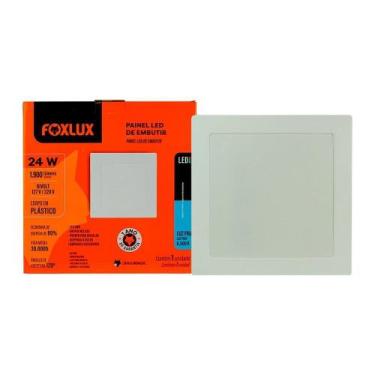 Imagem de Plafon Painel LED Foxlux Plástico Quadrado Embutir 24W 29cm 6,5K