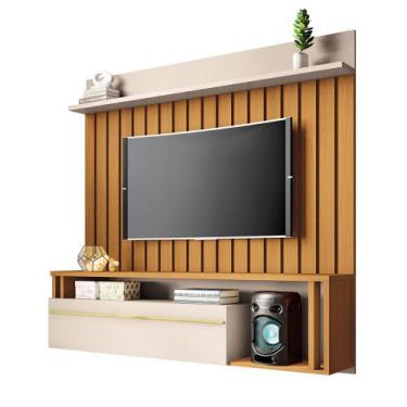 Imagem de Painel Suspenso Decorativo Self Ripado pata TV até 55" Cinamomo/Off Wh