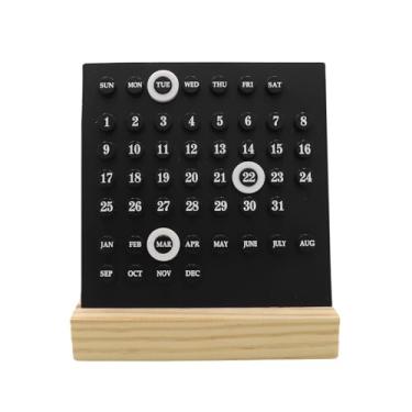 Imagem de Mesa criativa de madeira, calendário perpétuo, base de madeira acrílica, feito à mão, suporte para calendário, mês, semana, data, decoração de mesa para escritório em casa