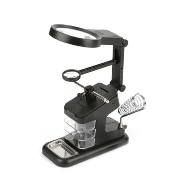 Imagem de Estação de Trabalho de Ferro de Solda Elétrica USB Com Lupas de Lupa de Clipes de Tábua de Luzes LED para Projetos de Solda Preto (Domarygbkp1x3h9t-01)