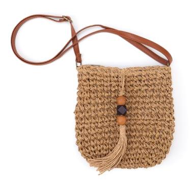 Imagem de CHIC DIARY Bolsa feminina pequena de palha de praia com ráfia de tecido transversal para férias de verão, Estilo 2, One Size