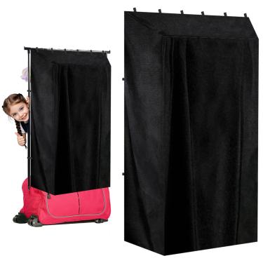 Imagem de ZhowHoHo Cortina De Privacidade Para Mala Dança, Vestiário Portátil, Preta, Três Lados Sem Suporte, Telas Divisórias Dançarinos, Acessórios Bastidores, Camping, Persianas Janela (Preto)