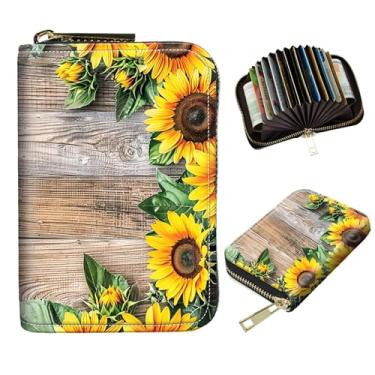 Imagem de DIGTIALL Porta-cartão de crédito para mulheres com zíper pequena carteira de couro PU com bloqueio de RFID, carteira organizadora de cartões, carteiras sanfonadas, presente para mulheres ou homens