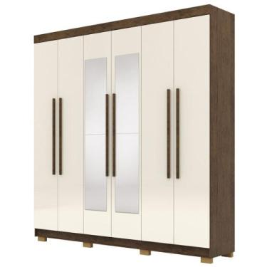 Imagem de Guarda Roupa Casal 218cm Com Espelho Elegance Imbuia/Champanhe - Vila 