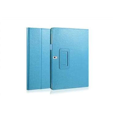 Imagem de Generic Capa fina dobrável com suporte para tablet Samsung Galaxy Tab Pro 10.1 SM-T520/T525 P600, fecho magnético leve de couro PU, à prova de choque, despertar/hibernar, capa inteligente azul claro
