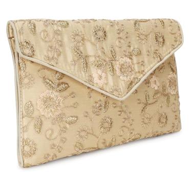 Imagem de Rajasthani Indian Art Sling Bag Bolsa de mão dobrável para mulheres, bolsa tiracolo dobrável indiana feita à mão, Dourado-4