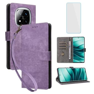 Imagem de IUQXU Capa carteira para celular Xiaomi Redmi Note 14 Pro 4G com protetor de tela [bloqueio RFID] Suporte para cartão flip com suporte para celular feminino e masculino para Redmi Note14 Pro 4G Note