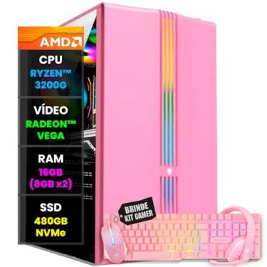 Imagem de Pc Gamer Computador Completo NoLag Amd Ryzen Kit Rosa Pink