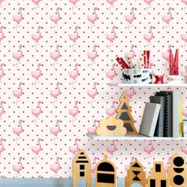 Imagem de Papel de Parede Vinil Autocolante Teen Flamingos 250 - Inove Papéis de