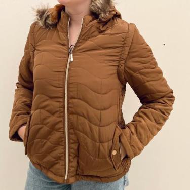 Imagem de Jaqueta Feminina Vira Colete Peluciada Poliéster Nylon com Zíper 1168C