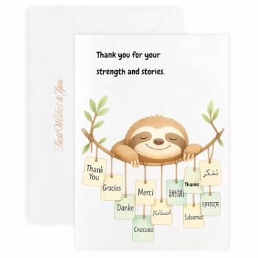 Imagem de MAGJUCHE Cartão de agradecimento para o vovô – Selo e envelope de cera elegante, papel de 300 g/m², impressão vívida de 600 DPI, 12 x 17 cm, design de preguiça