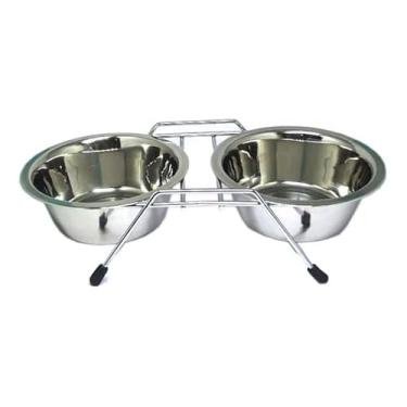 Imagem de Comedouro E Bebedouro Inox Pra Cachorro Ou Gatos(N° 02-360 ml cada tigela)