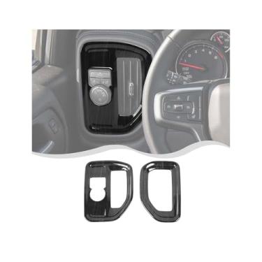 Imagem de HTHE Painel central painel painel lateral ar condicionado saída de ar condicionado painel de ar condicionado decoração moldura capa guarnição compatível com Chevy Silverado 2019-2022 e para GMC Sierra