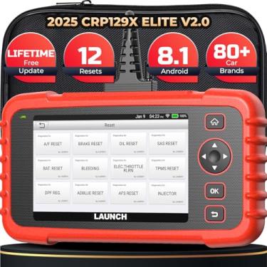 Imagem de LAUNCH Scanner OBD2 CRP129X Elite V2.0, ferramenta de digitalização de 12 redefinições, Android 8.1, vários PIDs, AutoVIN, scanner de diagnóstico de 4 sistemas, atualizado para CRP129X, CRP123X,