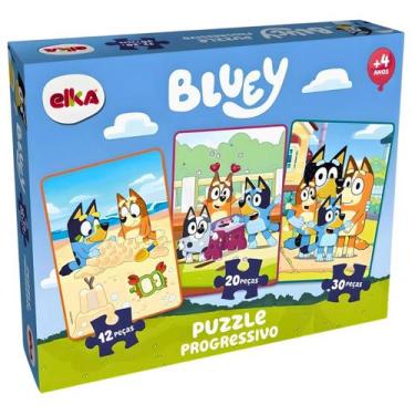 Imagem de Quebra Cabeça Puzzle Progressivo Bluey 12 20 E 30 Peças Elka