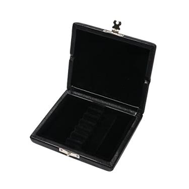 Imagem de Yibuy Caixa de suporte de palheta preta de oboé couro PU para 6 peças de palheta 9,2 x 7,8 x 2 cm