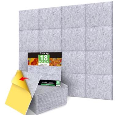 Imagem de Pacote com 18 painéis acústicos cinza 30,5 x 30,5 cm x 0,1 cm, painel de absorção de som, decoração de parede, painéis de parede à prova de som, placa de isolamento acústico de alta densidade, painel
