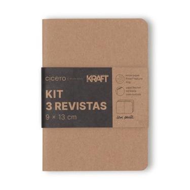 Imagem de Kit 3 Cadernetas Costuradas Básica, Cicero, 3050, Bege, Pequeno (9X13)