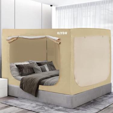 Imagem de RIYDH Barraca de cama para adultos – Barraca de sonho portátil para dormir, 80% blecaute com 3 portas, barracas grandes e respiráveis (beliche, solteiro, casal, Queen, King)