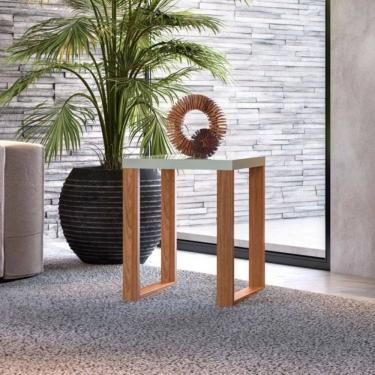 Imagem de Mesa Lateral 100% Mdf 44cm X 55cm Industrial Freijo/ Off White