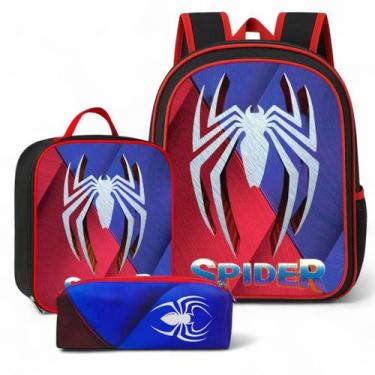 Imagem de Kit Mochila infantil Masculina Escolar + Lancheira Térmica + Estojo - 
